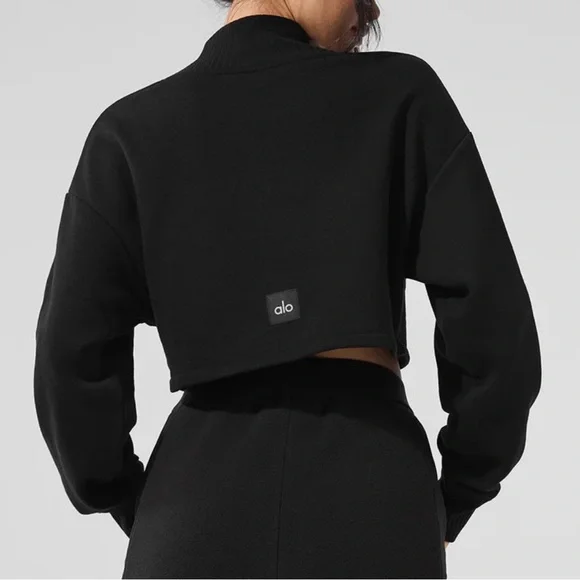 Alo Cropped Serenity Coverup | color: black | size: M - Picture 3 of 8